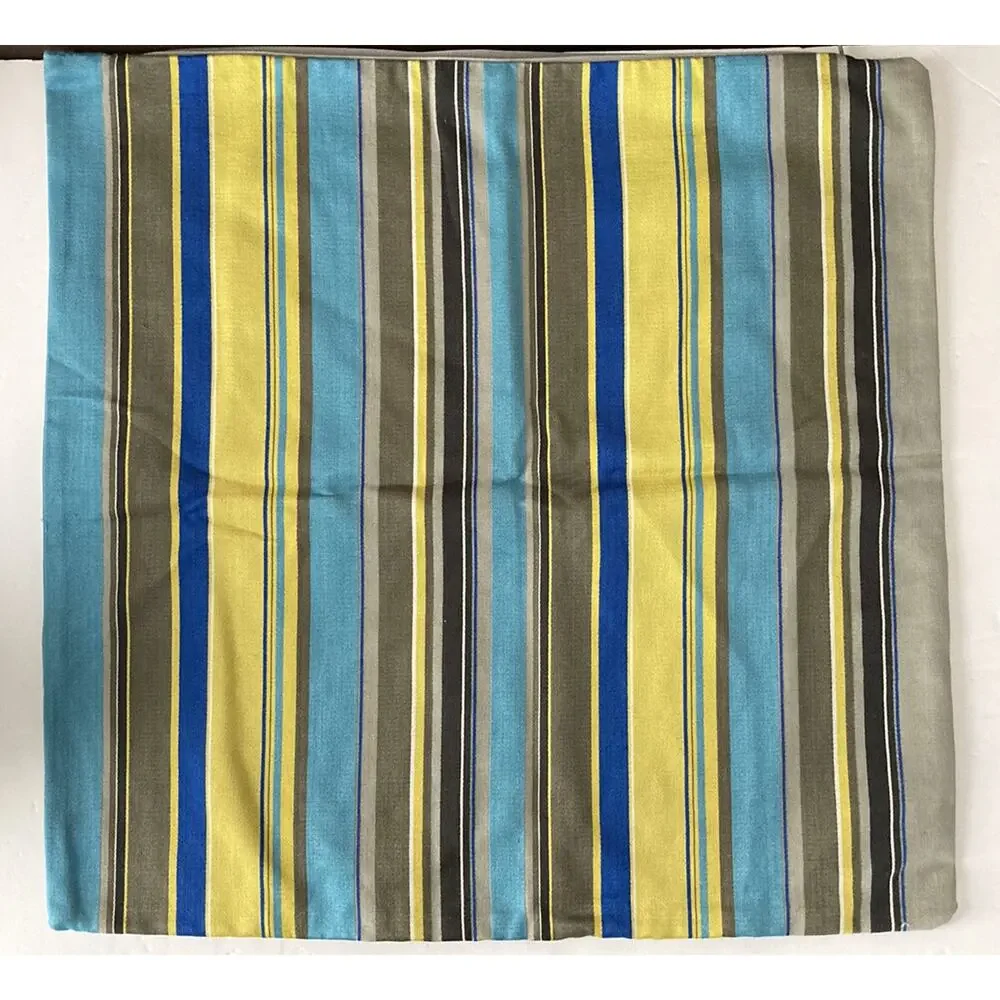 CB2 Crate & Barrel Azure Multi Stripe Pillow Cover • 23 x 23”• Square Cotton